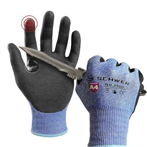 Schwer A4 AIR-SKIN Cut Resistant Work Gloves AR3900 with Extreme Lightweight & Thin, Grip Gloves for Fishing, Refined Work, Mechanic, Gardening, Touch-Screen, Non-PFAS, 3D-Comfort Fit, 1 Pair, L