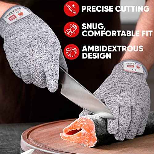 FORTEM Cut Resistant Gloves, 4x, Level 5 Protection Cutting Gloves For Oyster Shucking, Kitchen Work, Food Grade