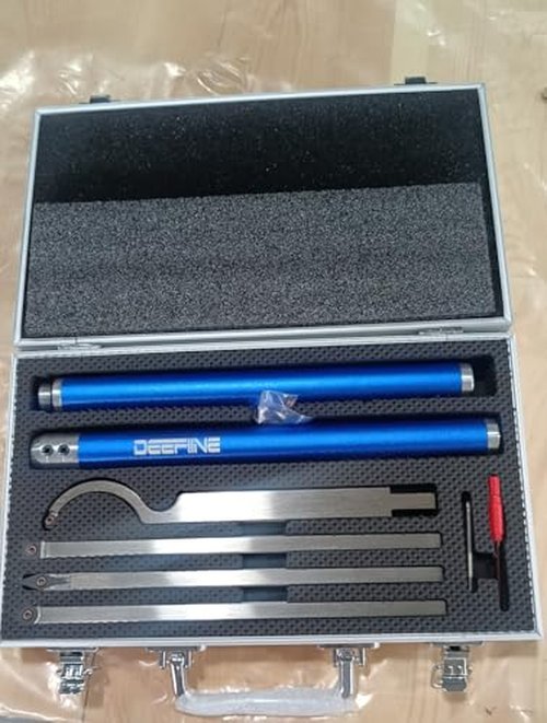 DEEFIINE Carbide Tip Wood Lathe Turning Tool Kit, Lathe Roughing and Finishing Hollow Tool Interchangeable Aluminum Alloy Handle with Diamond Round Square Carbide Inserts (Metal handle)