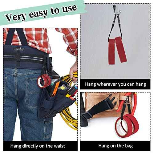 Zhehao Electrical Tape Holder for Belt Thong with Snap Hooks Polyester Electrical Chain Electrical Tape Strap Measure Holder Chain for Pouch Bag Tool Box Construction, Black