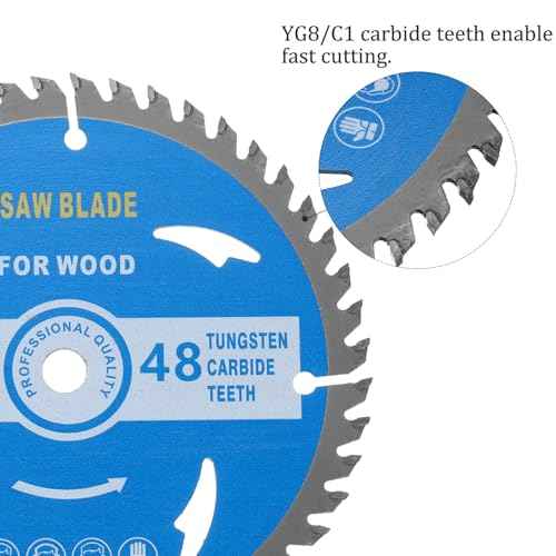 Circular Saw Blade - [5-1/2-inch x 48 Teeth x 1/2" Arbor] Circular Metal Cutting Blade for Woodworking Plastic Use, 0.09-inch Kerf