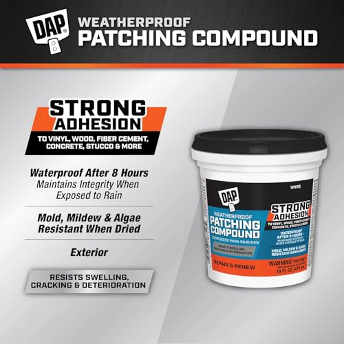 DAP Weatherproof Patching Compound 16 Oz - Exterior All-Purpose Filler with WeatherMax Technology
