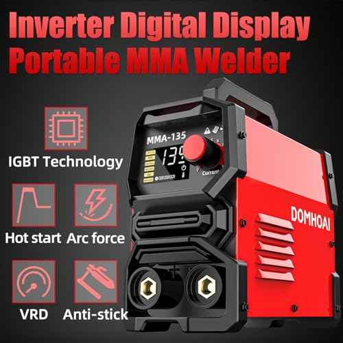 135A Stick Welder, ARC/Lift TIG Welding Machine 110V with Synergic Control, IGBT Inverter Digital Display Portable MMA Welder Machine with Hot Start, Arc force, VRD and Anti-Stick