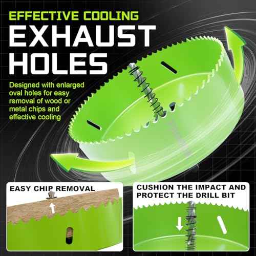 2-3/8" (60mm) Bi-Metal Hole Saw with Arbor - Multi-Material Cutting Kit for Thin Iron, Wood & Drywall - High-Speed Steel Teeth with Smooth Cutting Edge, Fast Chip Removal & Bonus Dust-Proof Bag