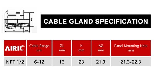 AIRIC 12 Pcs 1/2" NPT Cable Glands Nylon PA66, IP68 Waterproof Adjustable Power Strain Relief Cord Grips, Junction Box Wire Gland Grip Connectors with Gaskets and Locknut, Black