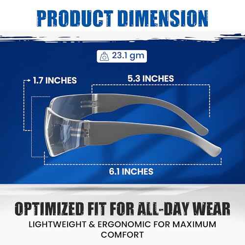 Bifocal Safety Glasses ? Frameless Lightweight Design | Wraparound Lens | ANSI Z87.1+ | Built-In Readers