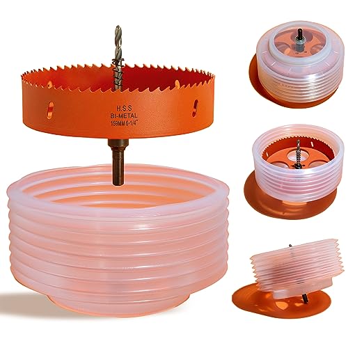 VIKITON 6-1/4 Inch Hole Saw for Recessed Lights with Dust Bowl Catcher - Orange