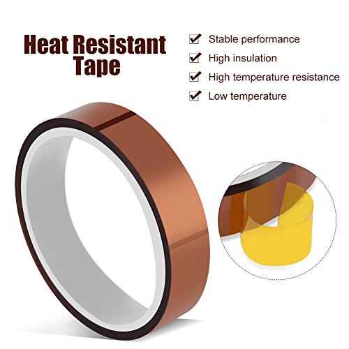 2 Rolls 10mm x 100ft High Temperature Heat Resistant Tape Sublimation Dye Mug Electronic Polyimide Tape