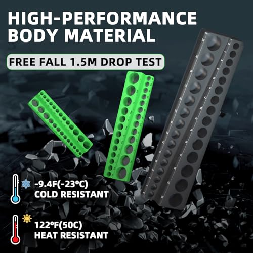 Onsski Magnetic Socket Organizer Set – Green+Black, 1/4/3/8/1/2