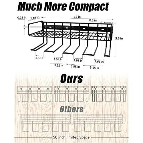 Heavy Duty Tool Organizer, 16"W x 7.48"H x 5.51"D, 4 Wall Mount Anchors, 3.95" Between Slots, Sturdy Steel Construction, Ideal for Power Tools