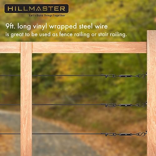 HILLMASTER 1 Pack Black Anti-Sag Fence Gate Support Cable Kit for Wooden Fence