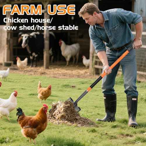 HIGHLIGHT Sifting Shovel, Heavy Duty Metal Sand Sifter for Beach, 45" Long Sifter Shovel for Beach Fun, Chicken Coop, Farm Goat Stall Sand Poop Cleaning, with Ergonomic D-Grip Handle