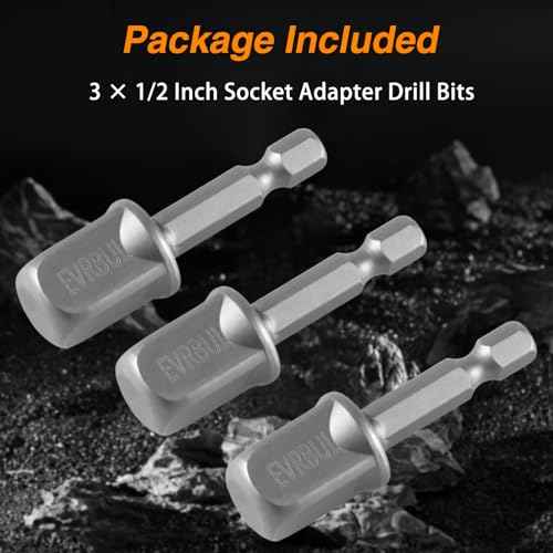 Upgraded 1/2 Inch Impact Grade Socket Adapter Set 3 Pcs Square Socket Adapter Drill Bits Impact Driver Power Bit Set for Powered/Cordless Drill Chuck