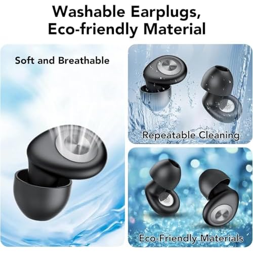 Ear Plugs for Sleeping Noise Cancelling, 45dB Earplugs for Noise Reduction, Reusable Noise Cancelling Ear Plugs Hearing Protection for Focus/Study/Work/Concert, Silicone EarPlugs with Case & 8 Eartips