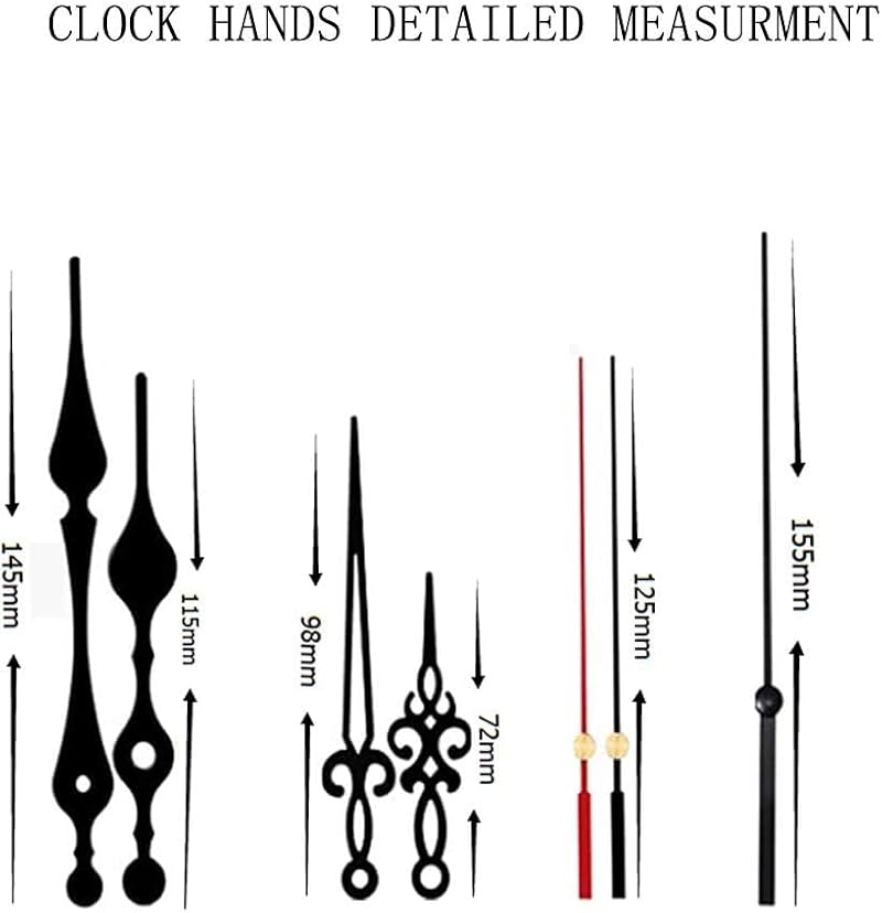 Aloneaka Black Silent Clock Movement Kit with 6 Hands DIY Repair Parts
