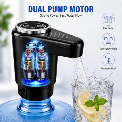 Swardroof Rechargeable Dual Motor Water Jug Pump - Gloss Black for 5 Gallon Bottles