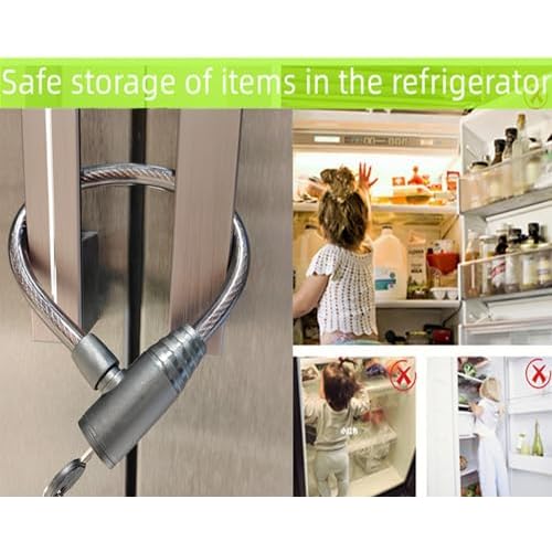 Fridge Lock With Keys, Cabinet and Childproof Lock, Bike Cable Lock for Cabinets, Drawers, Fridge, Bike, Stroller (16" 1PCS)