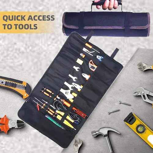 23 Pocket Tool Bag Roll Up, Tool Organizer for Men gift, Portable Tool Storage with Zipper Pouch, Compact Small Toolbag for Handyman RV Owners, Birthday Gifts