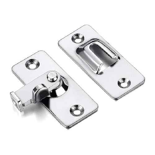 Door Hasp Latch 90 Degree, Stainless Steel Safety Angle Locking Latch for Push/Sliding/Barn Door, Satin Nickel