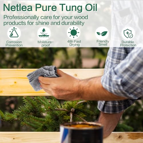 NetLea Natural Tung Oil 11.8oz (350ml) for Small Wood Crafts & Finishes