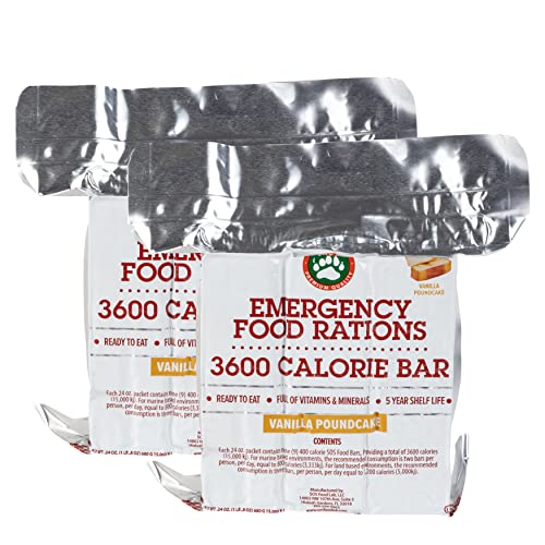 Grizzly Gear 3600 Calorie Vanilla Emergency Food Rations - 2 Pack, 6-Day Supply, Long Shelf Life