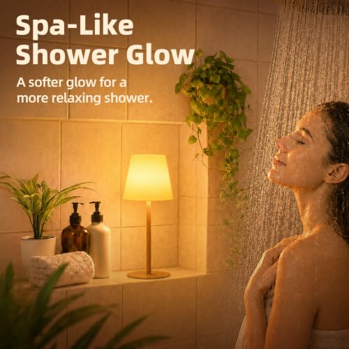 EZVALO Wood Grain Cordless Shower Lamp – Waterproof Rechargeable Mood Light, 3 Color Temps, 1 Pack