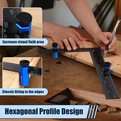 Cocowin Tall Stair Gauges for Framing Squares with Holder & Carabiner, 1 Pack Blue