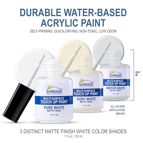 Sundaze Matte White Touch-Up Paint Pen Kit for Walls & Cabinets - 3 Shades