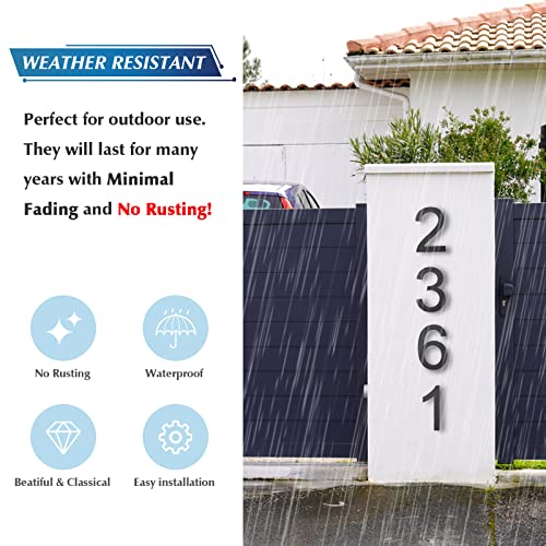 DEWEL 8 Inch Floating Black House Numbers for Outside - Modern Acrylic Address Sign with Mounting Kit, 1/8 Inch Thickness