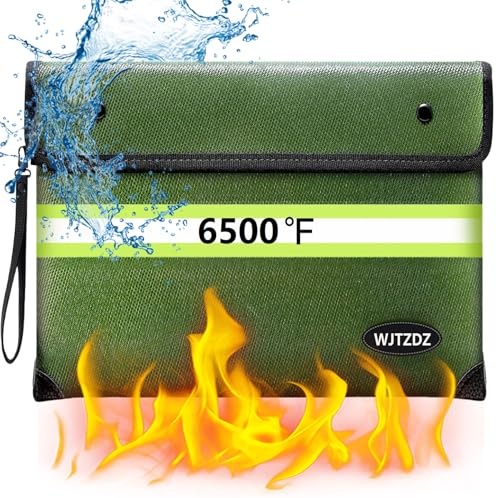 Deep Green Fireproof Money Bag - Up to 6500°F Heat Insulated Storage, 10-Layer Protection, Waterproof & Portable
