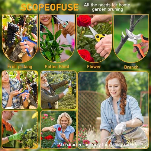 BIDMLI 4-Pack Garden Pruning Shears Set Stainless Steel Floral & Tree Trimmers - Model BIDMLI01
