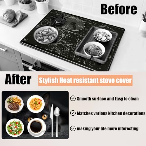 Seewan 28" x 20" Anti-Slip Electric Stove Top Cover (Cat) - Heat-Resistant Cooktop Protector
