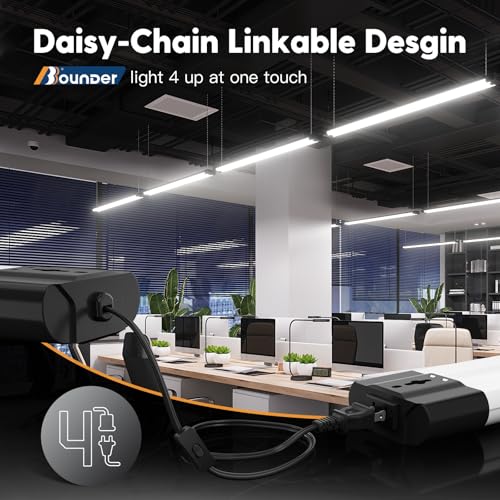 BBOUNDER Black 12-Pack 4FT LED Shop Lights 6500K Linkable 40W Commercial