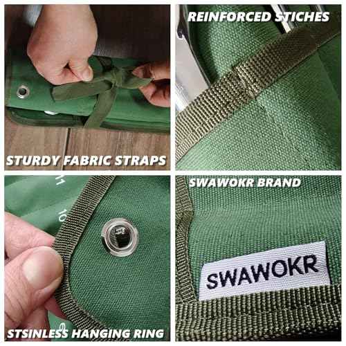 17 Pocket Canvas Ratchet Combination Wrench Roll Organizer: Easy-to-Roll Tool Pouch Bag for Efficient Storage