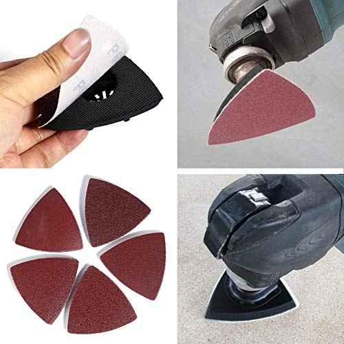Triangle Oscillating Multi Tool Sanding Pads, 60Pcs 3-1/8 Inch Oscillating tool sandpaper for Triangle Multitool Sanding pads assorted 40/60/80/120/180/240 Grits
