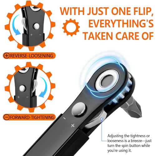 Right Angle Screwdriver Set Mens Gifts, Mini Ratcheting 90 Degree Offset Screwdriver Pocket Mini Low Profile Ratchet Wrench Bit Socket Set Sewing Machine Tool Stocking Stuffers Mens Gifts for Him