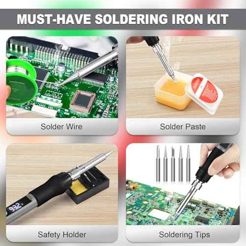 Soldering Iron Kit, 100W Soldering Gun with LED Digital Display, Adjustable Temperature 356-932¢µ Solder Kit for Electronics,Grey