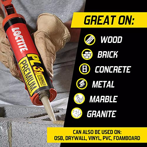 Loctite PL Premium Polyurethane Construction Adhesive - 10 fl oz, 1 Pack for Wood, Concrete & Metal