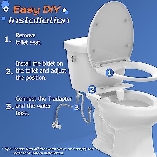 SAMODRA Ultra-Slim Hygienic Bidet Attachment Dual Nozzles for Rear & Feminine Wash - Silver