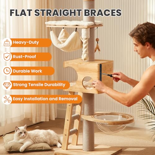 Alise 8 Inch Black Flat Bracket - Heavy Duty Wood Shelf Mending Plate
