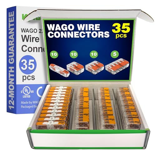 WAGO 221 Series 35-Piece Electrical Wire Connectors Kit - Splicing Nuts for Fast, Secure Connections