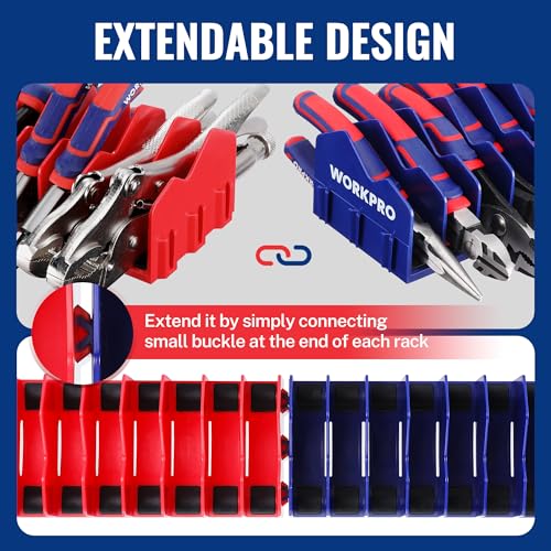 WORKPRO 2-Pack Plier Organizer Rack Blue & Red - 20 Slot Tool Storage