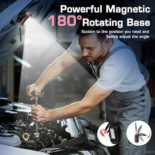 WORKPRO COB Keychain Work Light, Rechargeable Magnetic Keychain Flashlight, Mini Pocket Carabiner Flashlight with Hat Clip, 3 Light Modes Emergency Light for Camping, Hiking and Fishing, Pink Ribbon