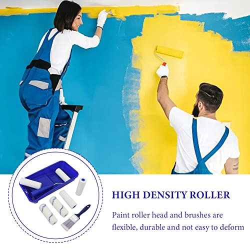 Paint Roller Kit, 9pcs Home Painting Supplies - Paint Brush, Paint Tray, Painting Tools, Roller and Paint Brushes, Durable Wall Painting Kit for Painting Walls, Cabinet, Touch up