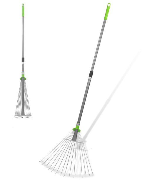 WORKPRO Leaf Rake for Gardening, Adjustable Metal Garden Rake for - Collapsible & Telescopic, Long Handle 32”- 63”, Heavy Duty Metal Rakes Tool for Garden, Yard, & Lawn