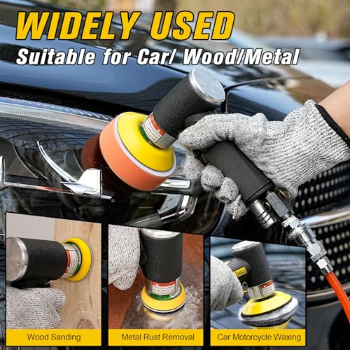 SI FANG 2'' & 3'' Mini Orbital Air Sander High Speed Pneumatic Polisher - Air Sander Only