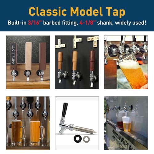 FERRODAY 4-1/8 inch Shank Stainless Steel Core Draft Beer Faucet – Upgraded
