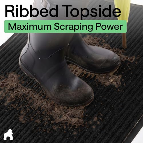 GORILLA GRIP Traffic Guard Door Mat 35x23 Black Stripes Heavy Duty Indoor Outdoor