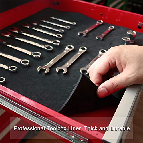 CASOMAN 16 in x 6 ft Non-Slip Tool Box Drawer Liner – Black, Customizable