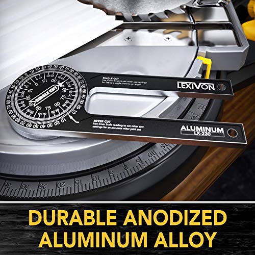 LEXIVON 7-Inch Aluminum Miter Saw Protractor - Precision Laser Engraved Angle Finder
